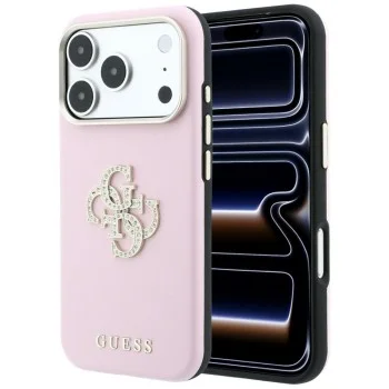 Калъф за iPhone 18 Pro Max / iPhone 17 Pro Max - Smooth Big Strass Logo (GUHCP18X6PWGSPDP) - Guess - Розов