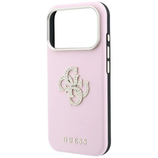 Калъф за iPhone 18 Pro Max / iPhone 17 Pro Max - Smooth Big Strass Logo (GUHCP18X6PWGSPDP) - Guess - Розов
