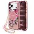 Калъф за iPhone 18 Pro Max / iPhone 17 Pro Max - IML Flowers with Pearl Strap MagSafe - Guess - Розов