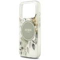 Калъф за iPhone 18 Pro Max / iPhone 17 Pro Max - IML Flowers with Pearl Strap MagSafe - Guess - Зелен