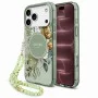 Калъф за iPhone 18 Pro Max / iPhone 17 Pro Max - IML Flowers with Pearl Strap MagSafe - Guess - Зелен