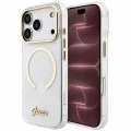 Калъф за iPhone 18 Pro Max / iPhone 17 Pro Max - IML Script Metal MagSafe - Guess - Прозрачен