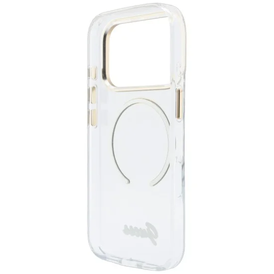 Калъф за iPhone 18 Pro Max / iPhone 17 Pro Max - IML Script Metal MagSafe - Guess - Прозрачен