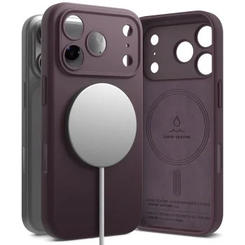 Калъф за iPhone 18 Pro - Silicone MagSafe - Ringke - Тъмно черешов