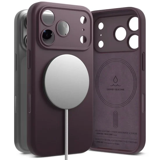 Калъф за iPhone 18 Pro - Silicone MagSafe - Ringke - Тъмно черешов