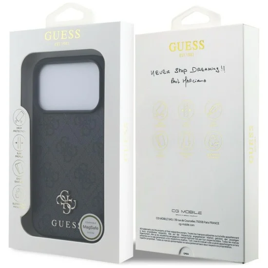 Калъф за iPhone 18 Pro / iPhone 17 Pro - 4G Small and Classic Logo MagSafe (GUHMP18LP4SM4MK) - Guess - Черен