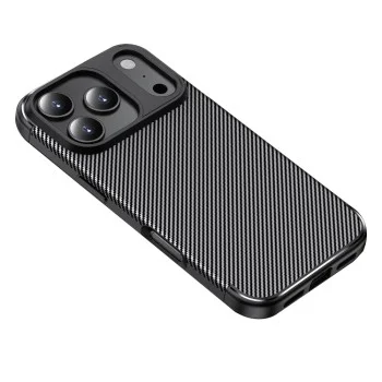 Калъф за iPhone 18 Pro / iPhone 17 Pro - CarbonFiber - Techsuit - Черен