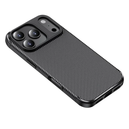 Калъф за iPhone 18 Pro / iPhone 17 Pro - CarbonFiber - Techsuit - Черен