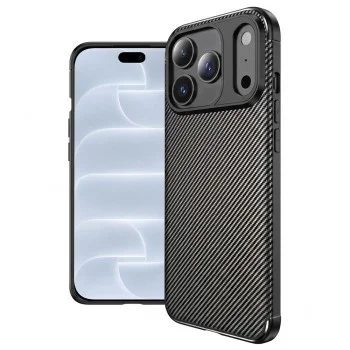 Калъф за iPhone 18 Pro / iPhone 17 Pro - CarbonFiber - Techsuit - Черен