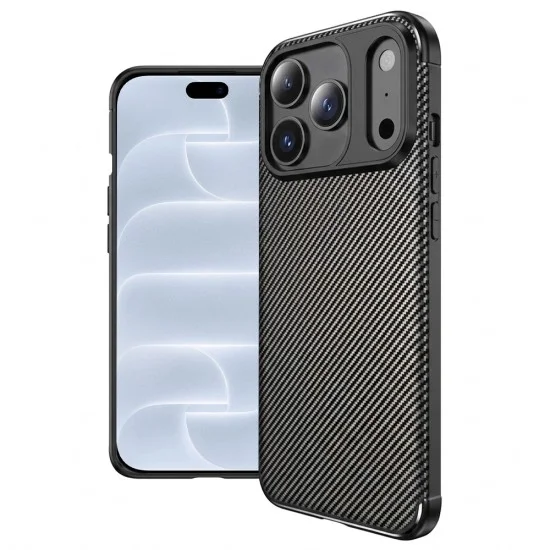 Калъф за iPhone 18 Pro / iPhone 17 Pro - CarbonFiber - Techsuit - Черен