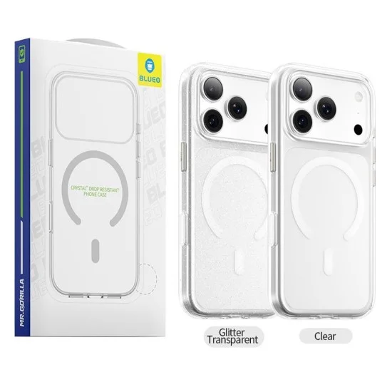 Калъф за iPhone 18 Pro / iPhone 17 Pro - Crystal Pro Anti-Drop MagSafe - Blueo - Блестящо прозрачен