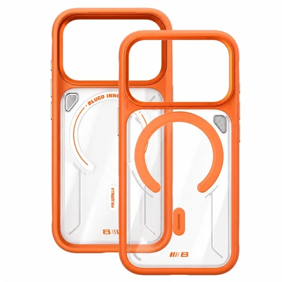 Калъф за iPhone 18 Pro / iPhone 17 Pro - Frosted Heat Dissipation Stand MagSafe - Blueo - Оранжев/Прозрачен