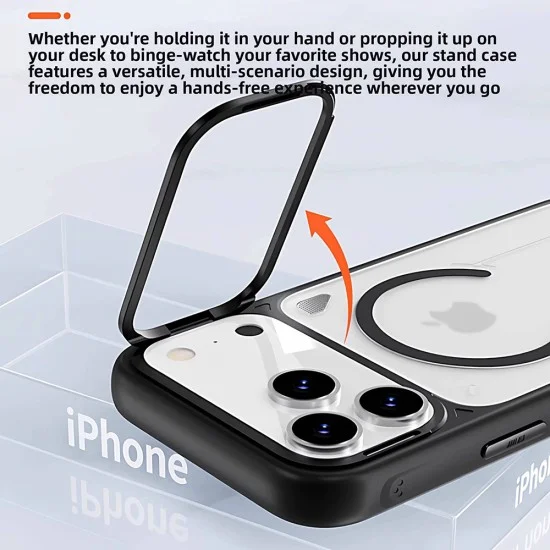 Калъф за iPhone 18 Pro / iPhone 17 Pro - Frosted Heat Dissipation Stand MagSafe - Blueo - Оранжев/Прозрачен