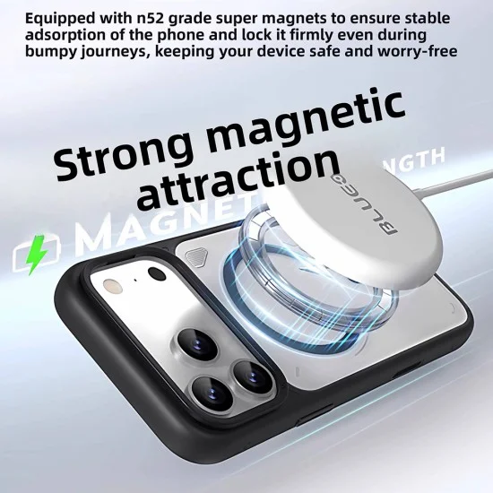 Калъф за iPhone 18 Pro / iPhone 17 Pro - Frosted Heat Dissipation Stand MagSafe - Blueo - Оранжев/Прозрачен