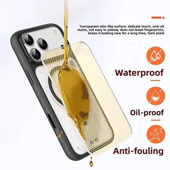 Калъф за iPhone 18 Pro / iPhone 17 Pro - Frosted Heat Dissipation Stand MagSafe - Blueo - Оранжев/Прозрачен