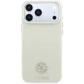 Калъф за iPhone 18 Pro / iPhone 17 Pro - Grained Leather Round Strass Logo MagSafe (GUHMP18L6PSRMDEE) - Guess - Бежов
