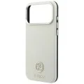Калъф за iPhone 18 Pro / iPhone 17 Pro - Grained Leather Round Strass Logo MagSafe (GUHMP18L6PSRMDEE) - Guess - Бежов