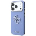 Калъф за iPhone 18 Pro / iPhone 17 Pro - Grained Leather and Big Resin Logo (GUHCP18L6PSS4RGB) - Guess - Светло син