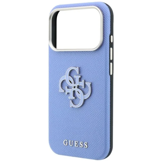 Калъф за iPhone 18 Pro / iPhone 17 Pro - Grained Leather and Big Resin Logo (GUHCP18L6PSS4RGB) - Guess - Светло син