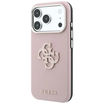 Калъф за iPhone 18 Pro / iPhone 17 Pro - Grained Leather and Big Resin Logo (GUHCP18L6PSS4RGP) - Guess - Розов