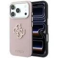 Калъф за iPhone 18 Pro / iPhone 17 Pro - Grained Leather and Big Resin Logo (GUHCP18L6PSS4RGP) - Guess - Розов