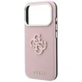 Калъф за iPhone 18 Pro / iPhone 17 Pro - Grained Leather and Big Resin Logo (GUHCP18L6PSS4RGP) - Guess - Розов