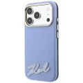 Калъф за iPhone 18 Pro / iPhone 17 Pro - Grained Leather with Resin Sign Logo MagSafe (KLHMP18L6PWKSRSB) - Karl Lagerfeld - Светло син