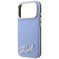 Калъф за iPhone 18 Pro / iPhone 17 Pro - Grained Leather with Resin Sign Logo MagSafe (KLHMP18L6PWKSRSB) - Karl Lagerfeld - Светло син