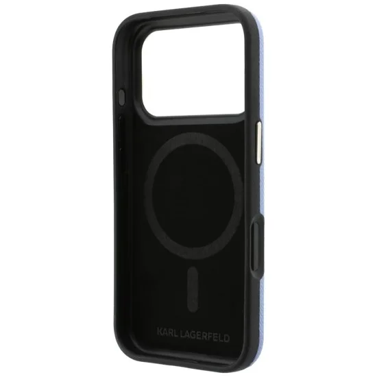 Калъф за iPhone 18 Pro / iPhone 17 Pro - Grained Leather with Resin Sign Logo MagSafe (KLHMP18L6PWKSRSB) - Karl Lagerfeld - Светло син