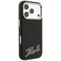 Калъф за iPhone 18 Pro / iPhone 17 Pro - Grained Leather with Resin Sign Logo MagSafe (KLHMP18L6PWKSRSK) - Karl Lagerfeld - Черен