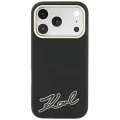 Калъф за iPhone 18 Pro / iPhone 17 Pro - Grained Leather with Resin Sign Logo MagSafe (KLHMP18L6PWKSRSK) - Karl Lagerfeld - Черен