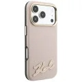 Калъф за iPhone 18 Pro / iPhone 17 Pro - Grained Leather with Resin Sign Logo MagSafe (KLHMP18L6PWKSRSP) - Karl Lagerfeld - Розов
