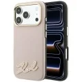 Калъф за iPhone 18 Pro / iPhone 17 Pro - Grained Leather with Resin Sign Logo MagSafe (KLHMP18L6PWKSRSP) - Karl Lagerfeld - Розов