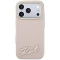 Калъф за iPhone 18 Pro / iPhone 17 Pro - Grained Leather with Resin Sign Logo MagSafe (KLHMP18L6PWKSRSP) - Karl Lagerfeld - Розов