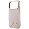 Калъф за iPhone 18 Pro / iPhone 17 Pro - Grained Leather with Resin Sign Logo MagSafe (KLHMP18L6PWKSRSP) - Karl Lagerfeld - Розов
