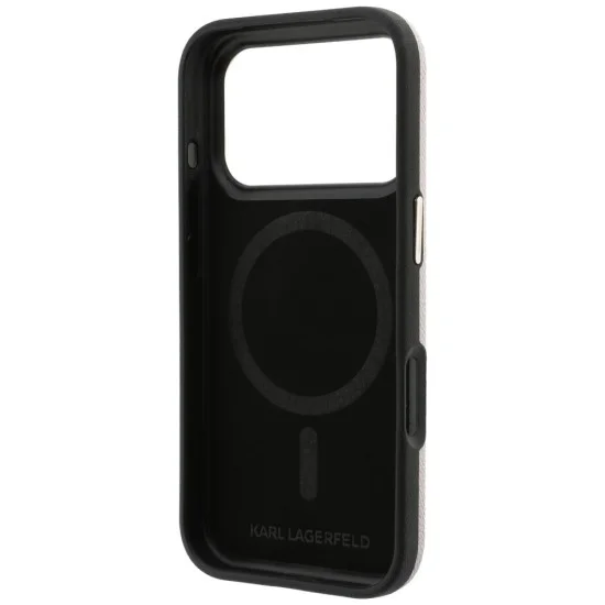 Калъф за iPhone 18 Pro / iPhone 17 Pro - Grained Leather with Resin Sign Logo MagSafe (KLHMP18L6PWKSRSP) - Karl Lagerfeld - Розов