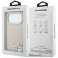 Калъф за iPhone 18 Pro / iPhone 17 Pro - Grained Leather with Resin Sign Logo MagSafe (KLHMP18L6PWKSRSP) - Karl Lagerfeld - Розов