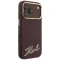 Калъф за iPhone 18 Pro / iPhone 17 Pro - Grained Leather with Resin Sign Logo MagSafe (KLHMP18L6PWKSRSR) - Karl Lagerfeld - Бордо