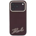 Калъф за iPhone 18 Pro / iPhone 17 Pro - Grained Leather with Resin Sign Logo MagSafe (KLHMP18L6PWKSRSR) - Karl Lagerfeld - Бордо
