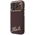 Калъф за iPhone 18 Pro / iPhone 17 Pro - Grained Leather with Resin Sign Logo MagSafe (KLHMP18L6PWKSRSR) - Karl Lagerfeld - Бордо