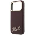 Калъф за iPhone 18 Pro / iPhone 17 Pro - Grained Leather with Resin Sign Logo MagSafe (KLHMP18L6PWKSRSR) - Karl Lagerfeld - Бордо