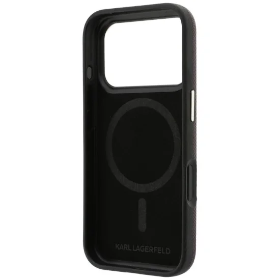 Калъф за iPhone 18 Pro / iPhone 17 Pro - Grained Leather with Resin Sign Logo MagSafe (KLHMP18L6PWKSRSR) - Karl Lagerfeld - Бордо