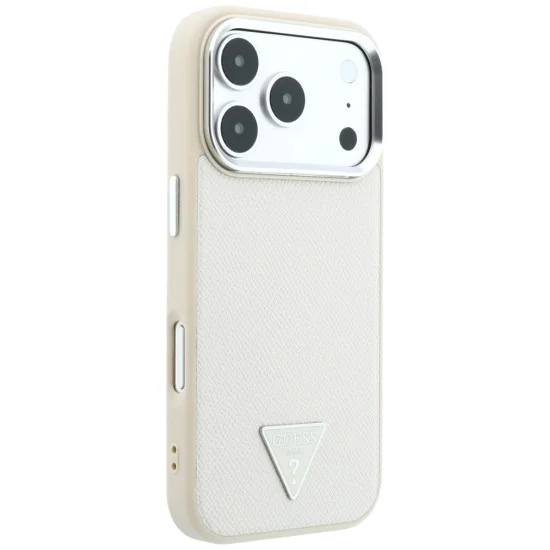 Калъф за iPhone 18 Pro / iPhone 17 Pro - Grained Triangle Logo MagSafe (GUHMP18LPGSMTLSE) - Guess - Бежов