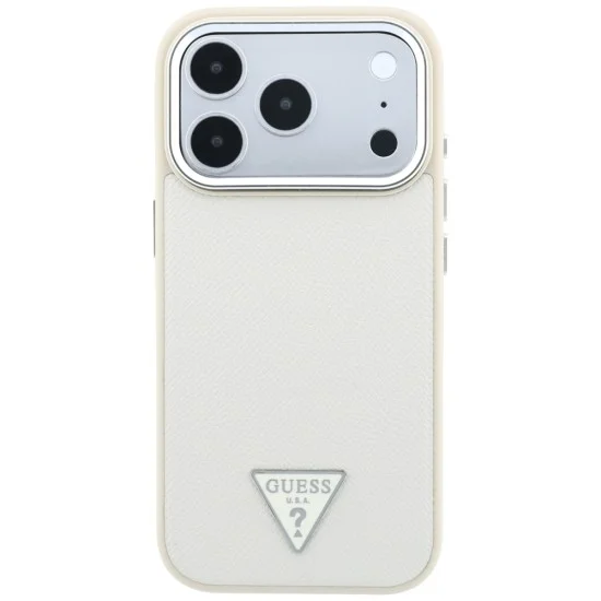 Калъф за iPhone 18 Pro / iPhone 17 Pro - Grained Triangle Logo MagSafe (GUHMP18LPGSMTLSE) - Guess - Бежов