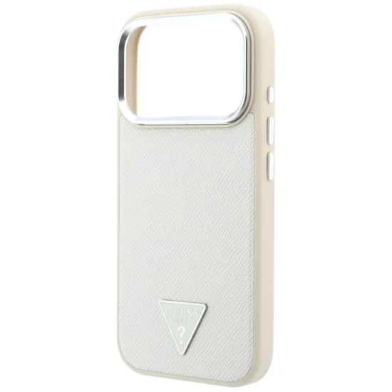 Калъф за iPhone 18 Pro / iPhone 17 Pro - Grained Triangle Logo MagSafe (GUHMP18LPGSMTLSE) - Guess - Бежов
