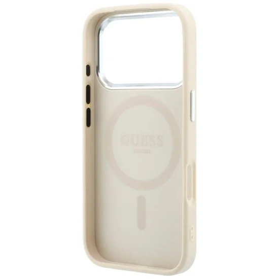 Калъф за iPhone 18 Pro / iPhone 17 Pro - Grained Triangle Logo MagSafe (GUHMP18LPGSMTLSE) - Guess - Бежов