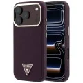 Калъф за iPhone 18 Pro / iPhone 17 Pro - Grained Triangle Logo MagSafe (GUHMP18LPGSMTLSU) - Guess - Бордо