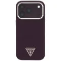 Калъф за iPhone 18 Pro / iPhone 17 Pro - Grained Triangle Logo MagSafe (GUHMP18LPGSMTLSU) - Guess - Бордо