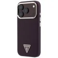 Калъф за iPhone 18 Pro / iPhone 17 Pro - Grained Triangle Logo MagSafe (GUHMP18LPGSMTLSU) - Guess - Бордо