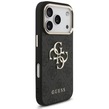 Калъф за iPhone 18 Pro / iPhone 17 Pro - Hardcase 4G Classic Logo with Strap (GUHCP18LP4GMGSCK) - Guess - Черен